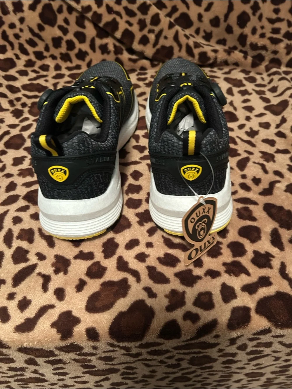 Men's Black and Yellow Athletic Shoes with Dial Closure
